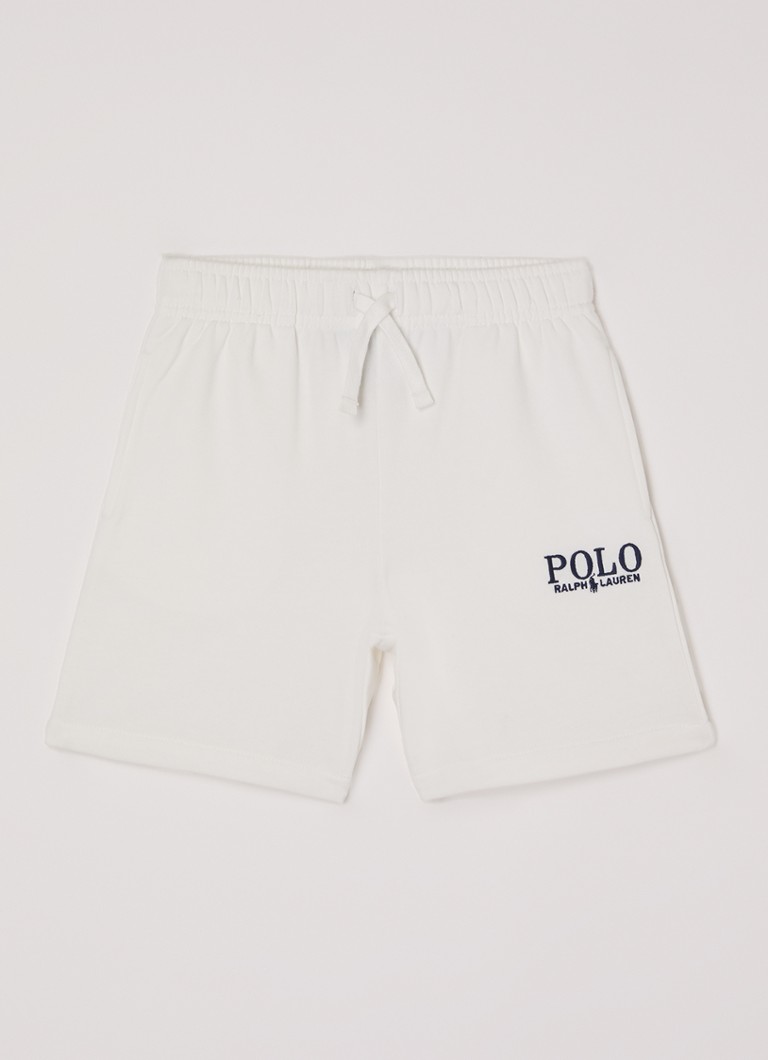 Ralph Lauren Jongens Loose fit korte joggingbroek met logoborduring in de kleur Wit, maat: 4