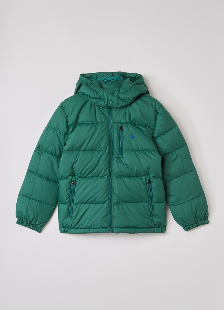 Ralph Lauren Jongens Puffer jack met afneembare capuchon in de kleur Donkergroen, maat: 128=S