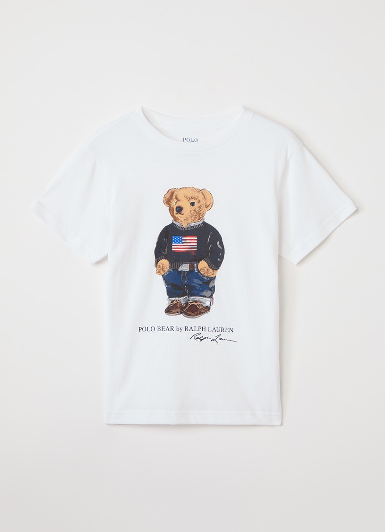 Ralph Lauren Jongens T-shirt met logoprint in de kleur Wit, maat: 128=S