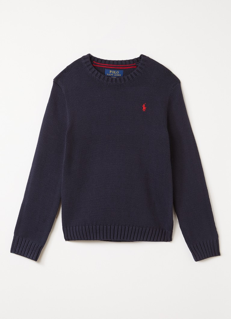 Ralph Lauren Jongens Grofgebreide pullover met logo in de kleur Donkerblauw, maat: 152=L