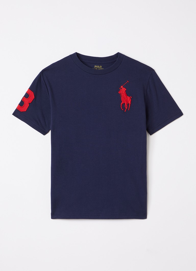 Ralph Lauren Jongens T-shirt met logoborduring in de kleur Donkerblauw, maat: XL=164