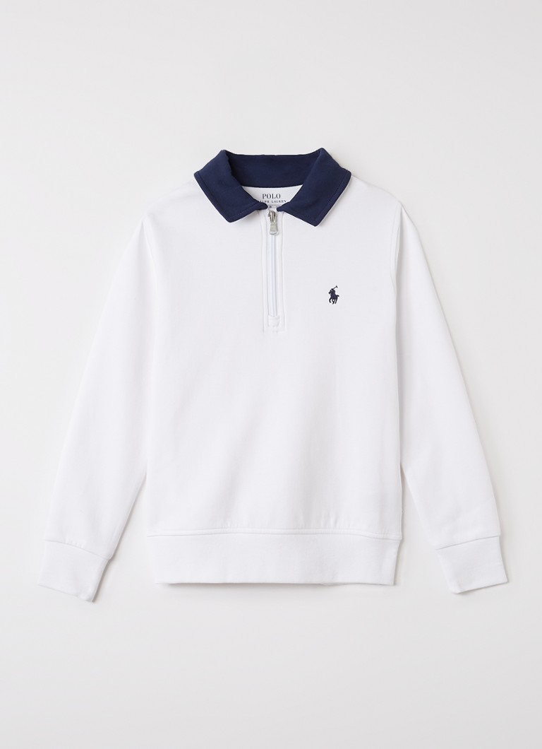 Ralph Lauren Jongens Sweater met halve rits in de kleur Wit, maat: XL=164
