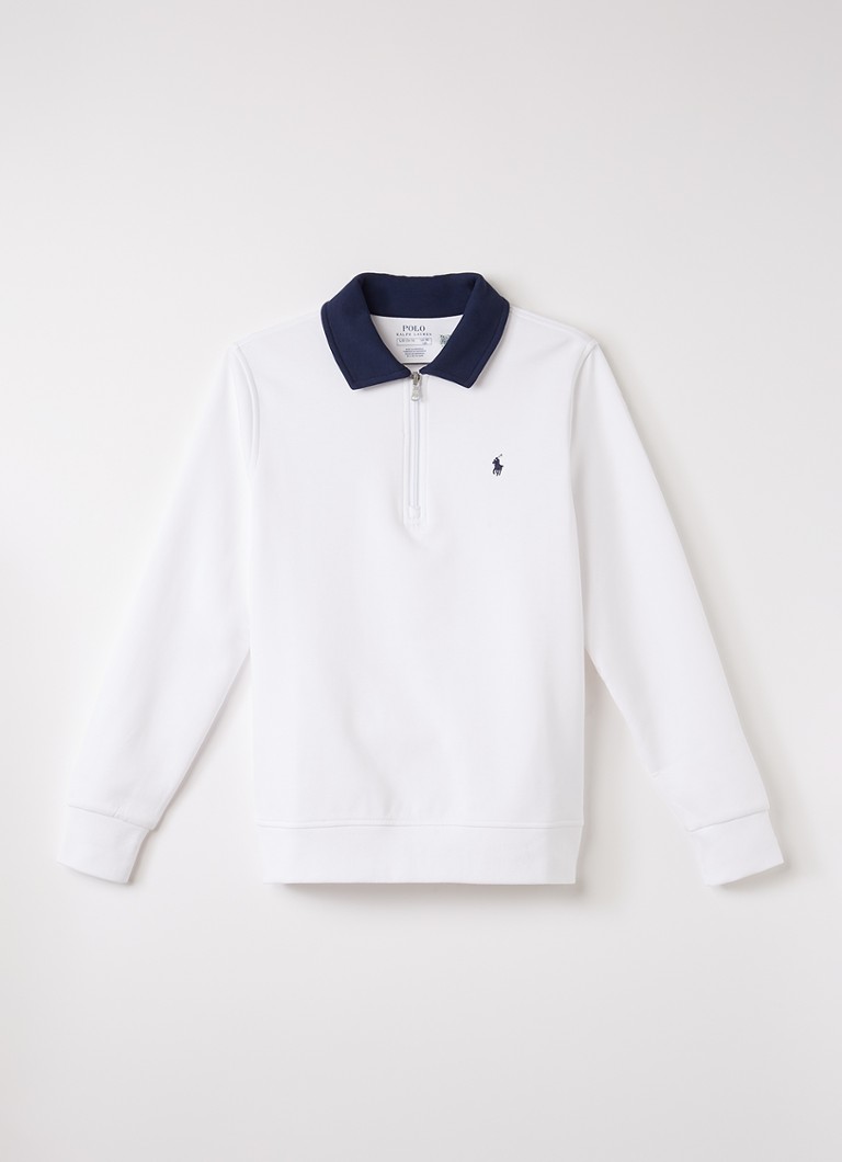 Ralph Lauren Jongens Sweater met halve rits in de kleur Wit, maat: L=152