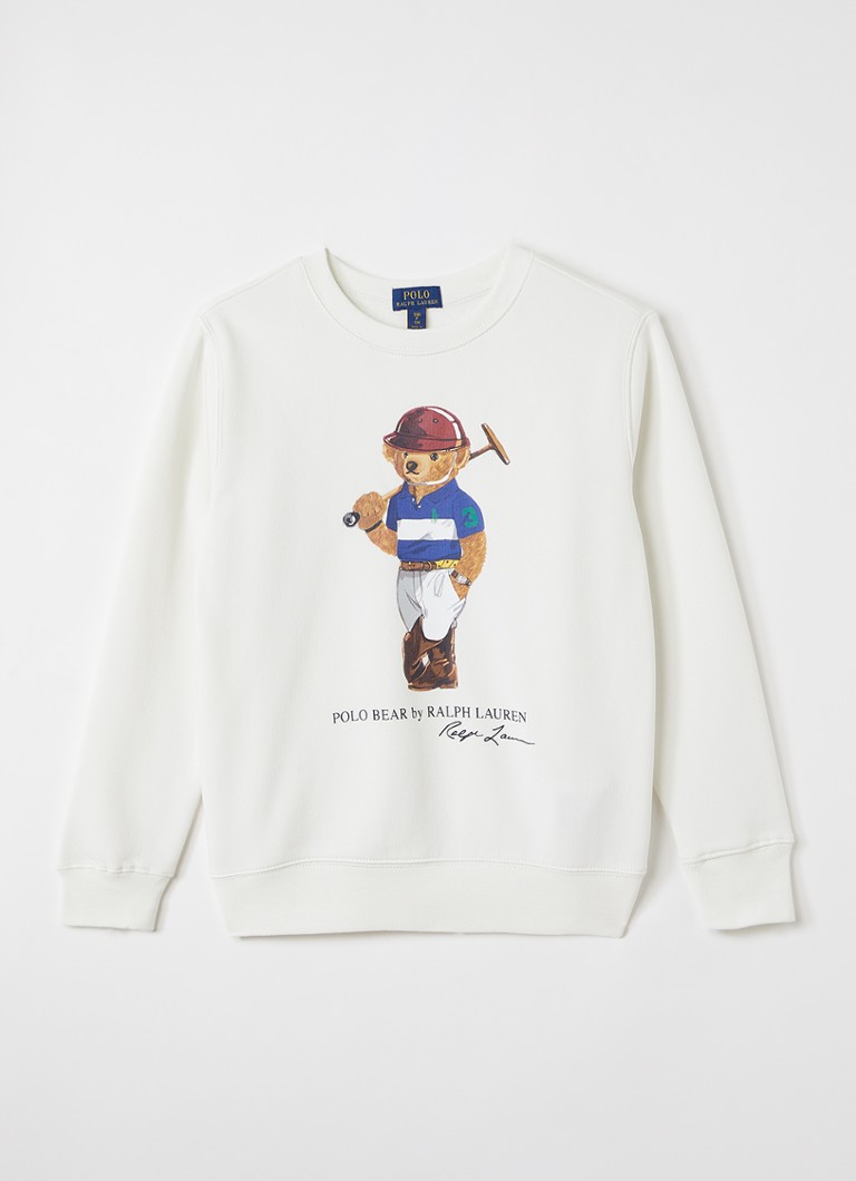 Ralph Lauren Jongens Sweater met logoprint in de kleur Gebroken wit, maat: L=152