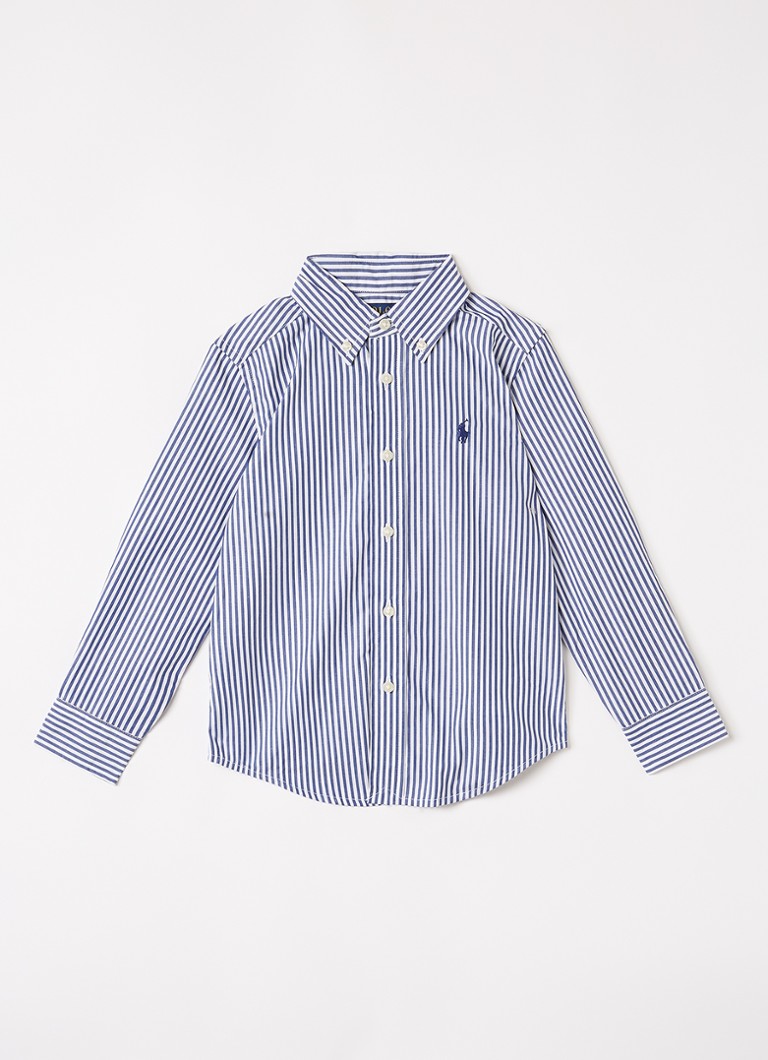Ralph Lauren Jongens Overhemd met streepprint en logoborduring in de kleur Indigo, maat: M=140
