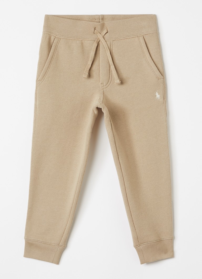 Ralph Lauren Jongens Tapered fit joggingbroek met logoborduring in de kleur Khaki, maat: 6=116