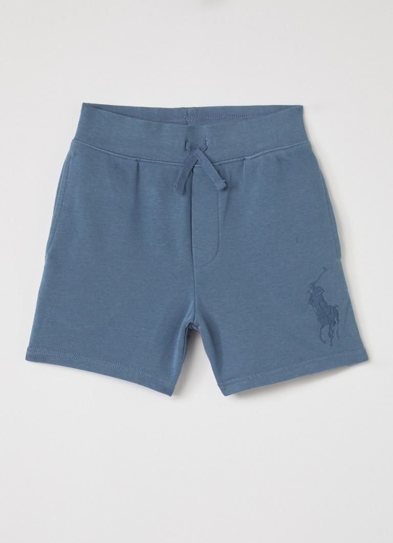 Ralph Lauren Jongens Straight fit korte jogginbroek met logoborduring in de kleur Staalblauw, maat: S=128