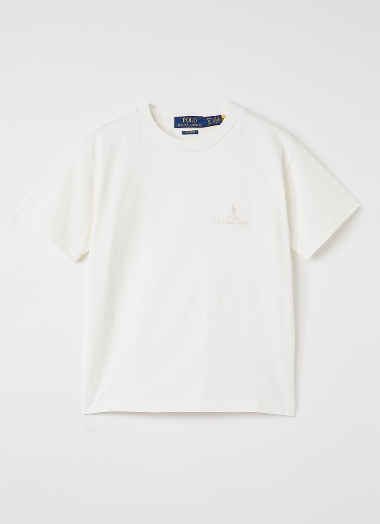 Ralph Lauren Jongens T-shirt met logoborduring in de kleur Ivoor, maat: S=128