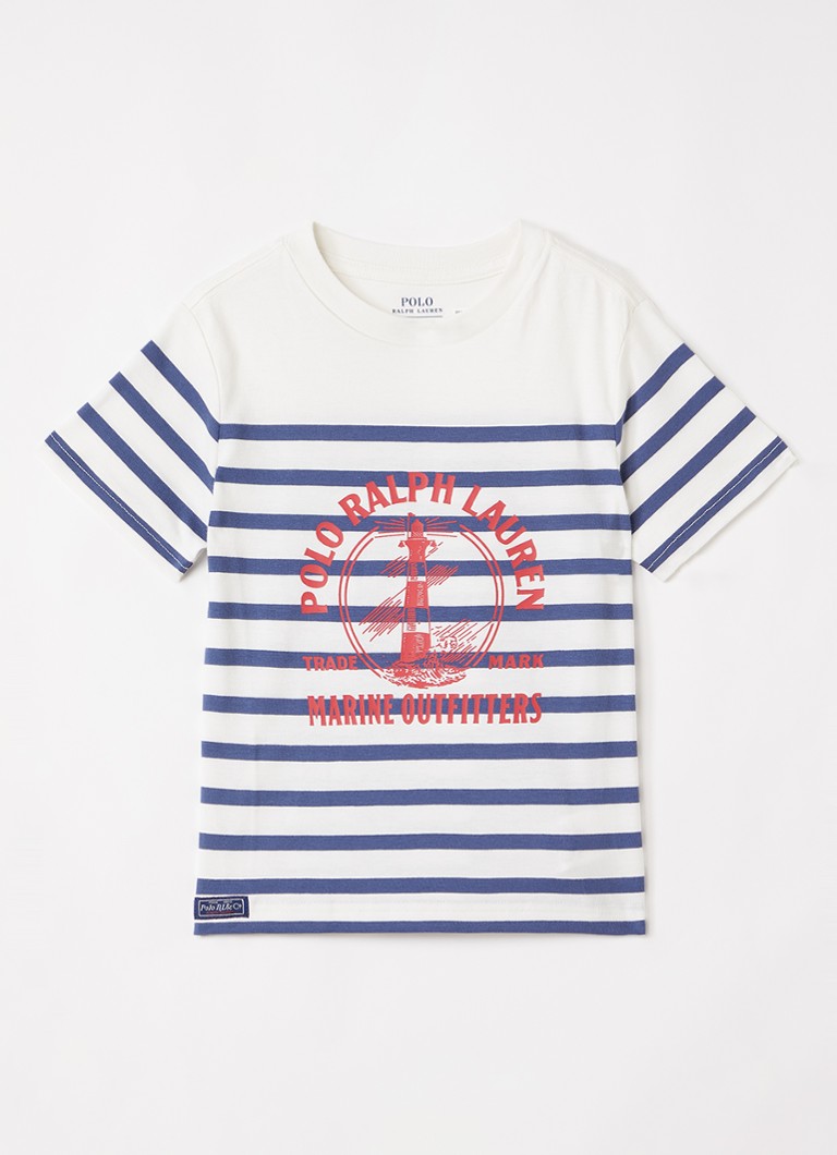 Ralph Lauren Jongens T-shirt met logoborduring in de kleur Blauw, maat: S=128