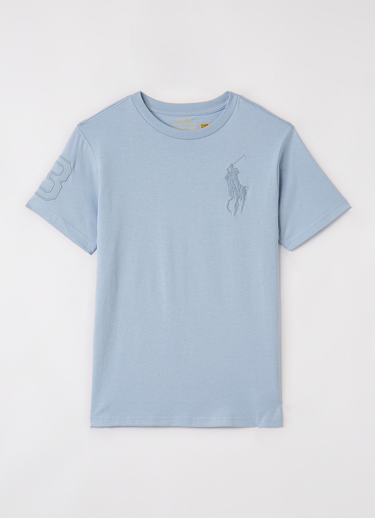 Ralph Lauren Jongens T-shirt met logoborduring in de kleur Blauw, maat: S=128