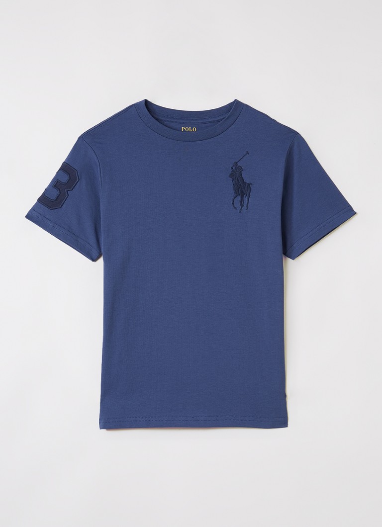 Ralph Lauren Jongens T-shirt met logoborduring in de kleur Donkerblauw, maat: L=152
