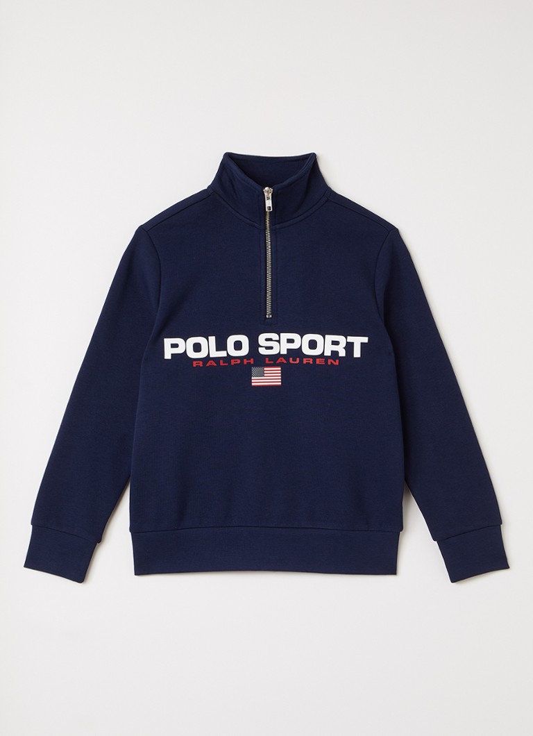 Ralph Lauren Jongens Sweater met halve rits in de kleur Donkerblauw, maat: XL=164