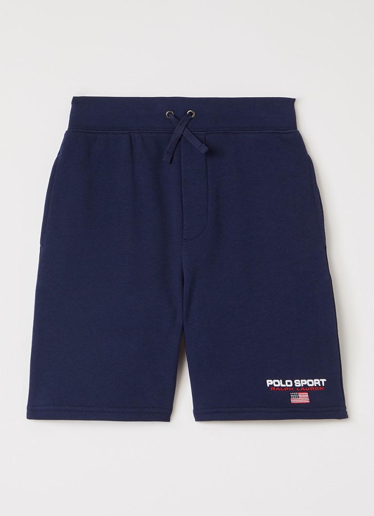 Ralph Lauren Jongens Loose fit korte joggingbroek met logo in de kleur Donkerblauw, maat: S=128