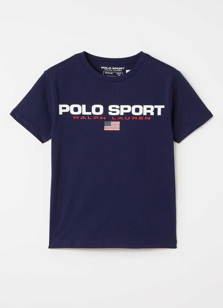 Ralph Lauren Jongens T-shirt met logoprint in de kleur Donkerblauw, maat: S=128