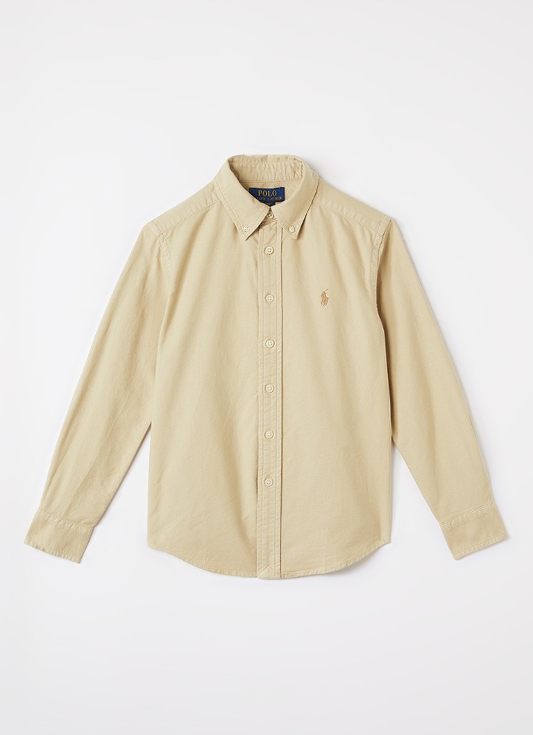 Ralph Lauren Jongens Overhemd met logoborduring in de kleur Beige, maat: L=152