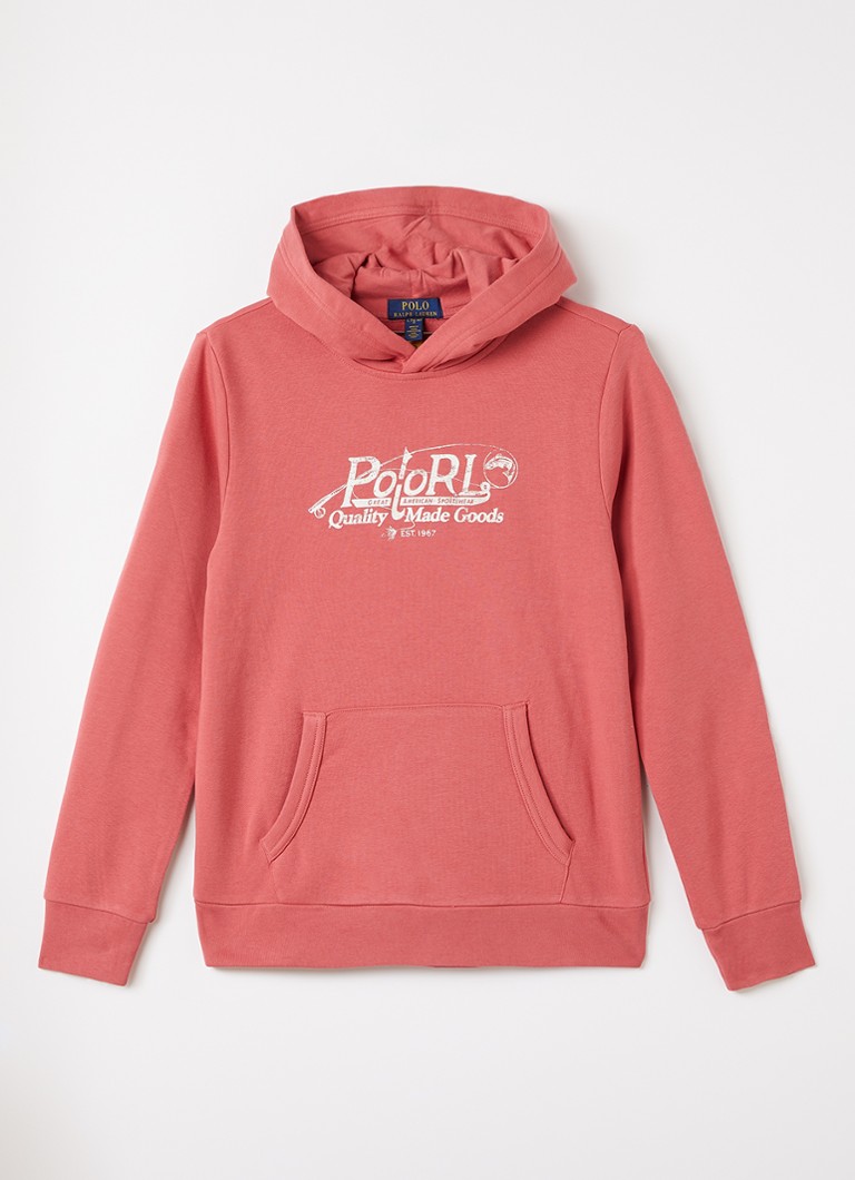 Ralph Lauren Jongens Hoodie met logoprint in de kleur Koraalroze, maat: M=140
