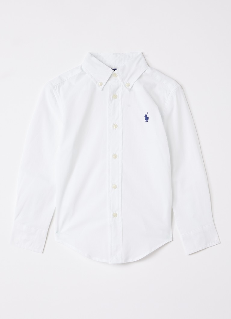 Ralph Lauren Jongens Overhemd met logoborduring in de kleur Wit, maat: M=140