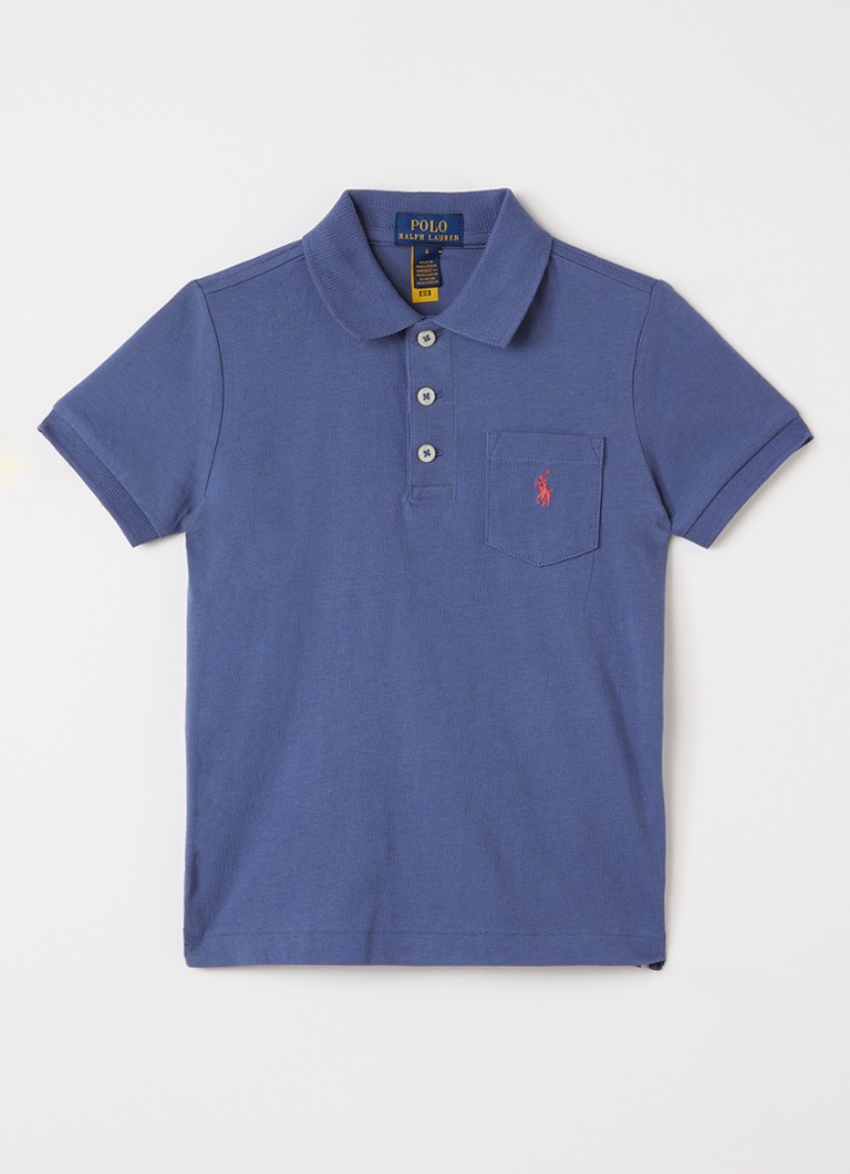 Ralph Lauren Jongens Polo met logoborduring in de kleur Donkerblauw, maat: XL=164