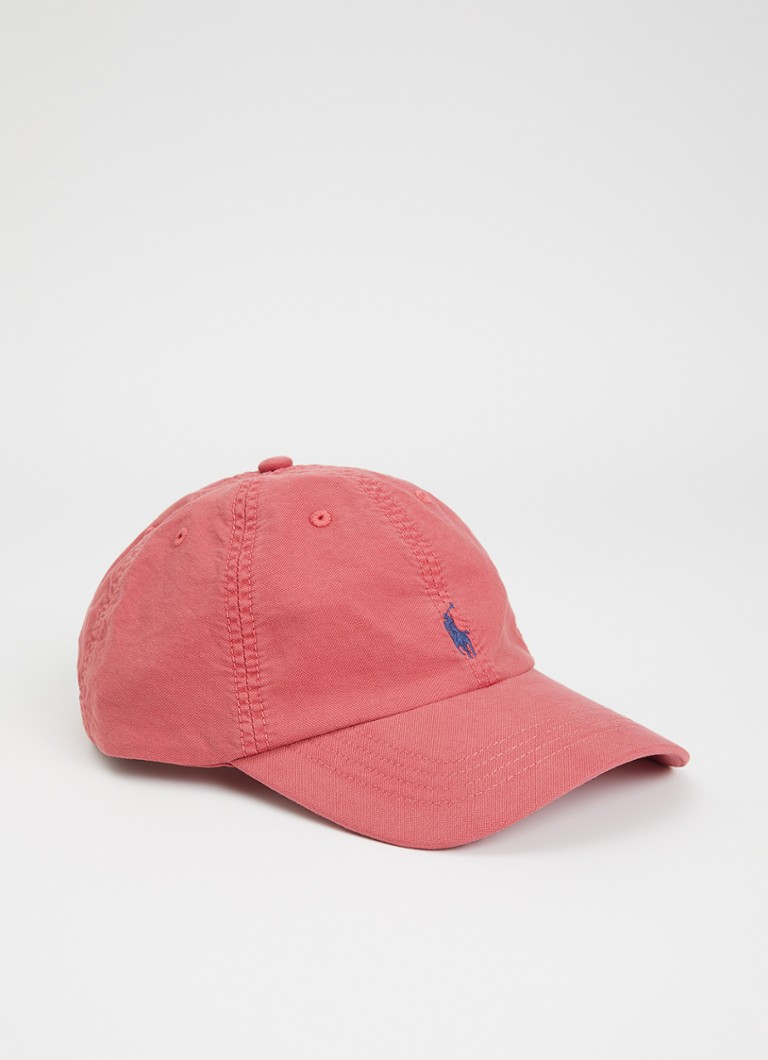 Ralph Lauren Jongens Pet met borduring en logo in de kleur Koraalrood, maat: 5/7