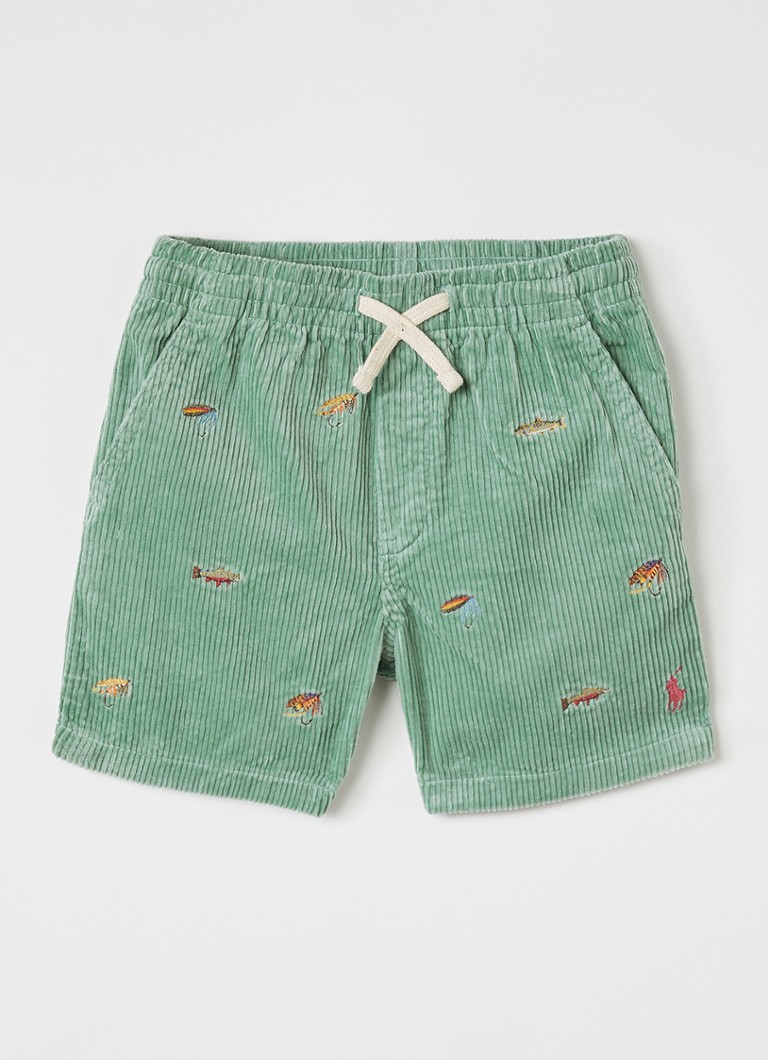 Ralph Lauren Jongens Wide fit korte broek met logoborduring in de kleur Zeegroen, maat: 6J=116
