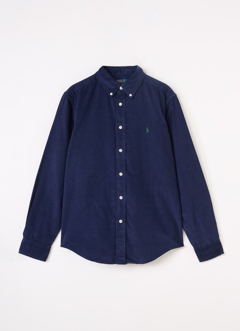 Ralph Lauren Jongens Overhemd van corduroy met logoborduring in de kleur Donkerblauw, maat: M=140
