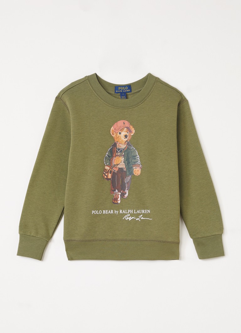 Ralph Lauren Jongens Sweater met logoprint in de kleur Olijfgroen, maat: XL=164