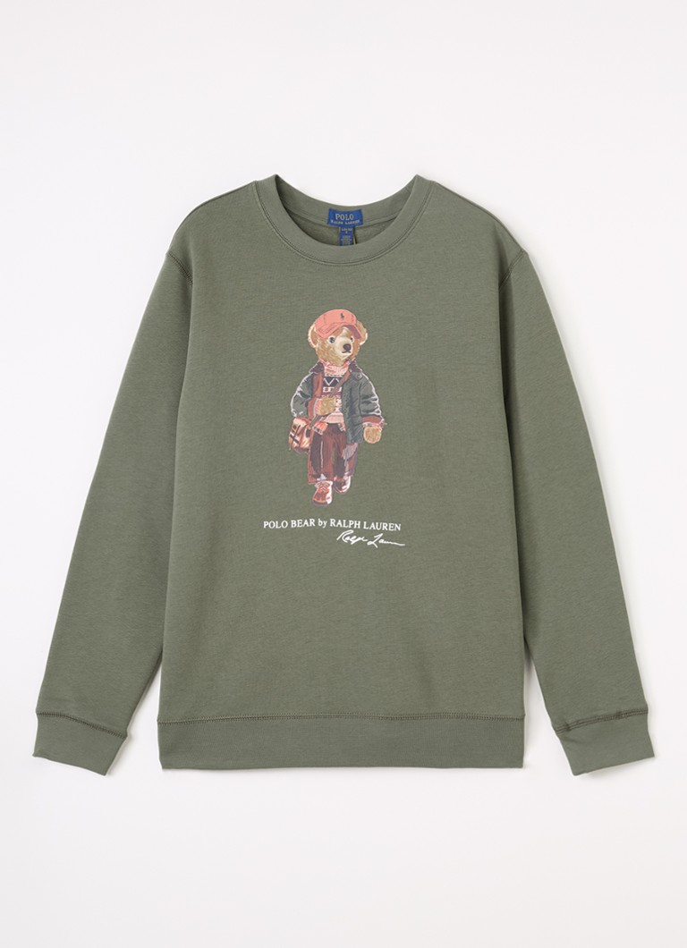 Ralph Lauren Jongens Sweater met logoprint in de kleur Olijfgroen, maat: L=152