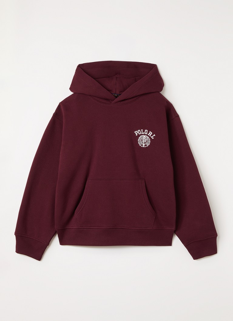 Ralph Lauren Jongens Hoodie met logoborduring in de kleur Bordeauxrood, maat: S=128