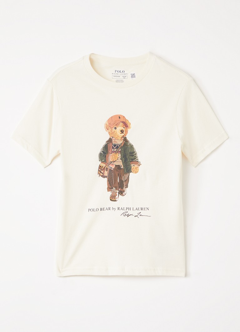 Ralph Lauren Jongens T-shirt met logoprint in de kleur Gebroken wit, maat: S=128