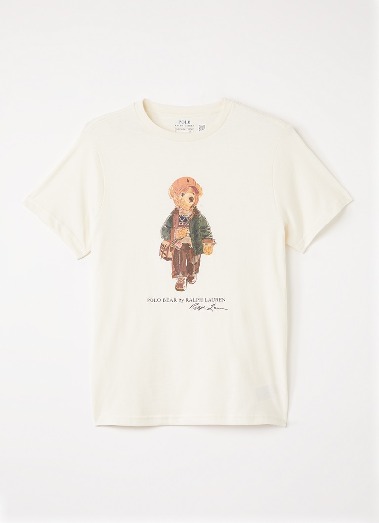 Ralph Lauren Jongens T-shirt met logoprint in de kleur Gebroken wit, maat: M=140