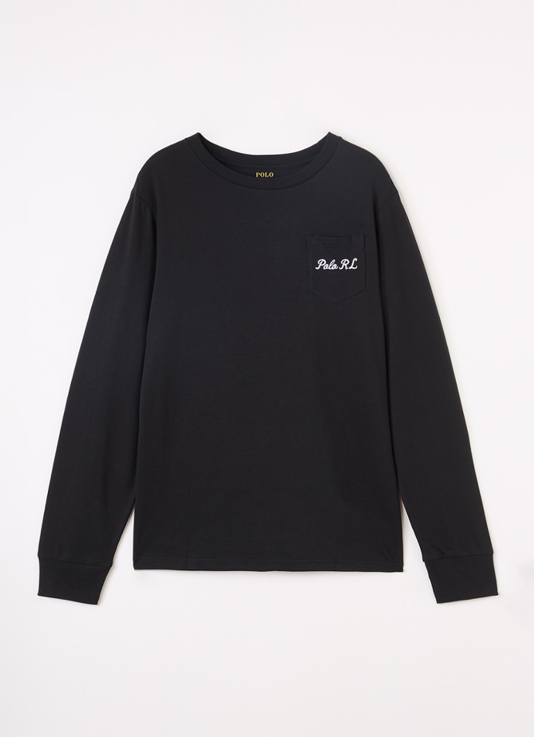 Ralph Lauren Jongens Longsleeve met logoprint in de kleur Zwart, maat: XL=164