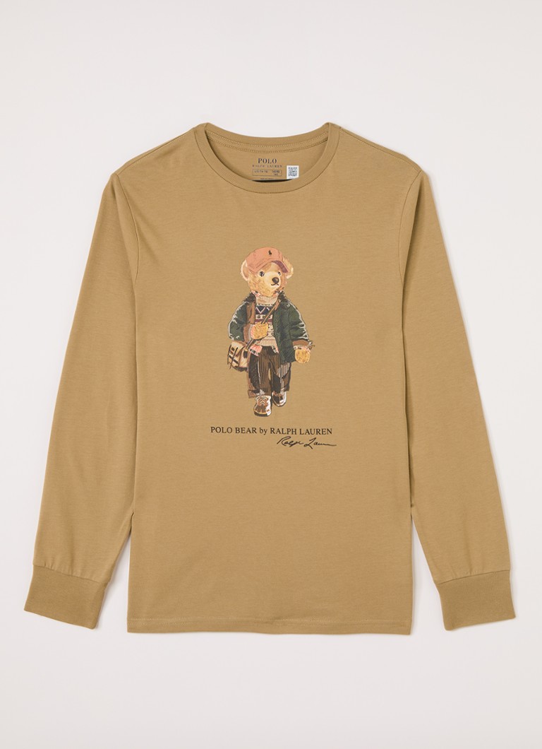 Ralph Lauren Jongens Longsleeve met logoprint in de kleur Camel, maat: S=128