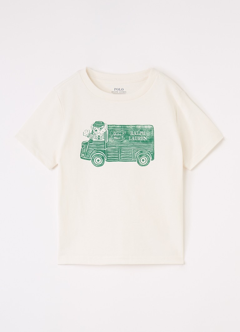 Ralph Lauren Jongens T-shirt met logoprint in de kleur Gebroken wit, maat: 4J=104