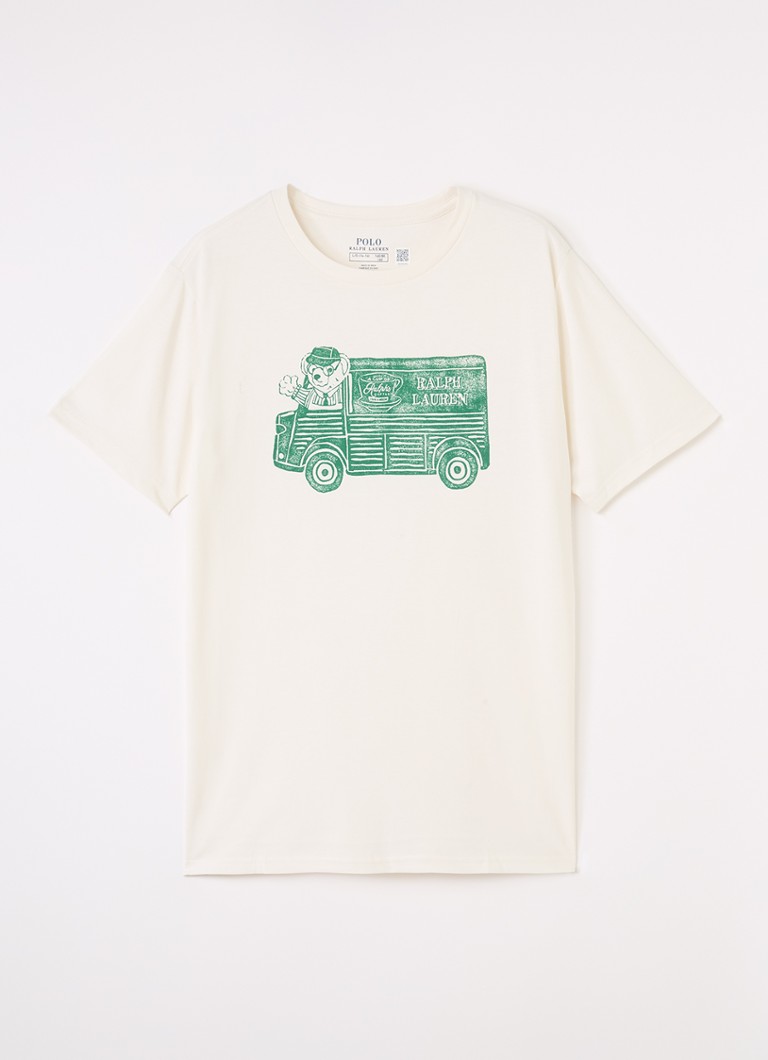 Ralph Lauren Jongens T-shirt met logoprint in de kleur Gebroken wit, maat: S=128