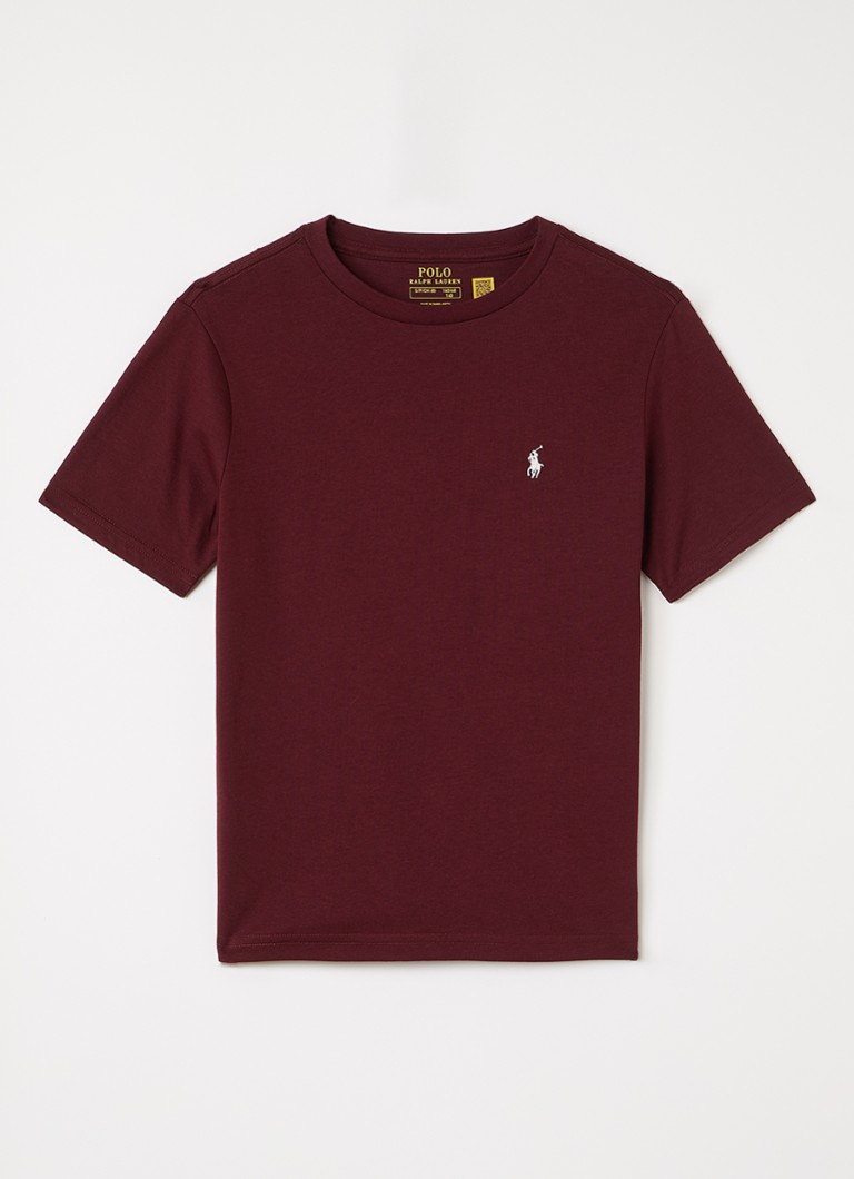 Ralph Lauren Jongens T-shirt met logoborduring in de kleur Bordeauxrood, maat: S=128
