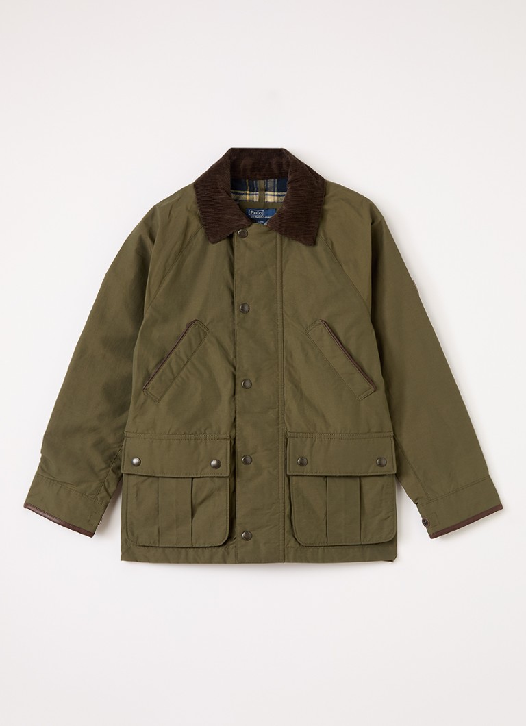 Ralph Lauren Jongens Barn jack met klepzakken in de kleur Olijfgroen, maat: XL=164