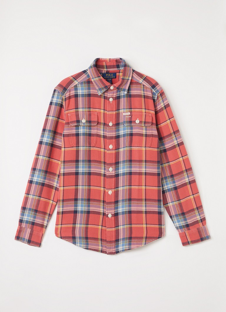 Ralph Lauren Jongens Overhemd met ruitdessin in de kleur Rood, maat: M=140