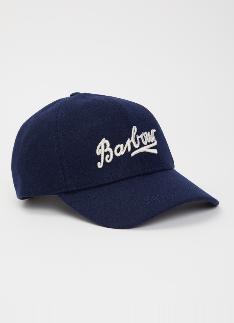 Barbour Heren Bowery pet in wolblend met logoborduring in de kleur Donkerblauw, maat: OS