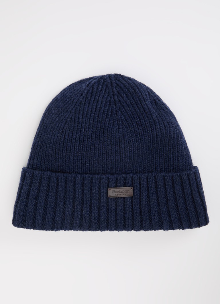 Barbour Heren Carlton fijngebreide muts in wolblend in de kleur Donkerblauw, maat: OS