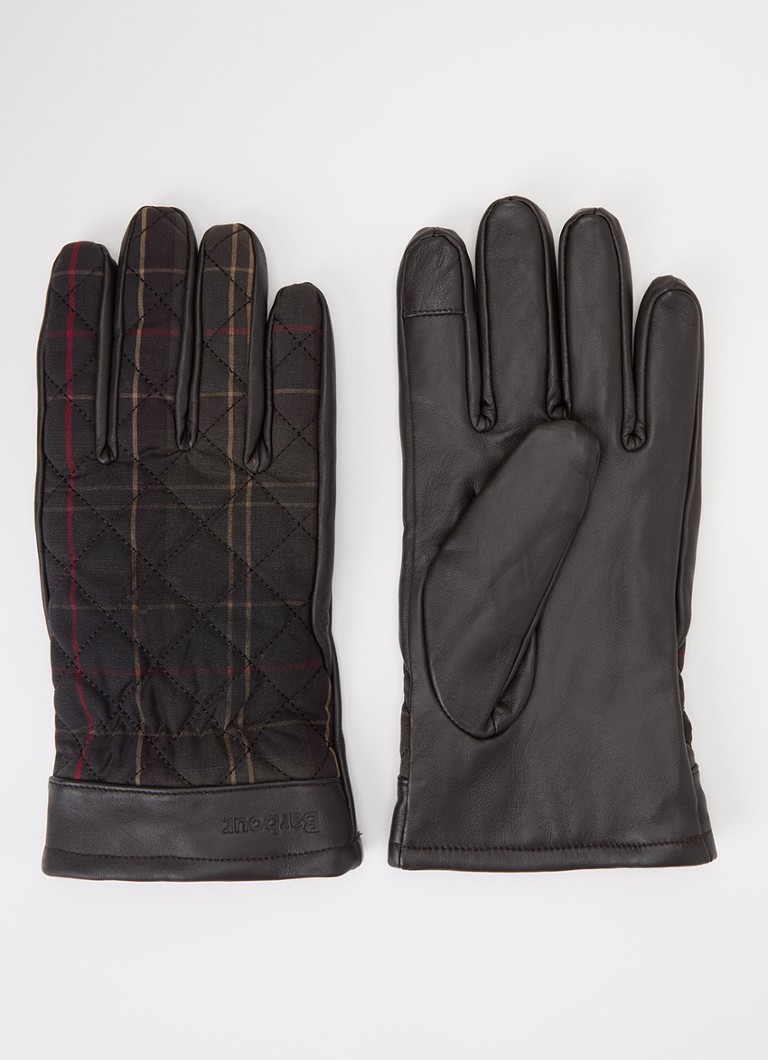 Barbour Heren Darwen handschoenen van leer met quiltpatroon in de kleur Donkerbruin, maat: XL