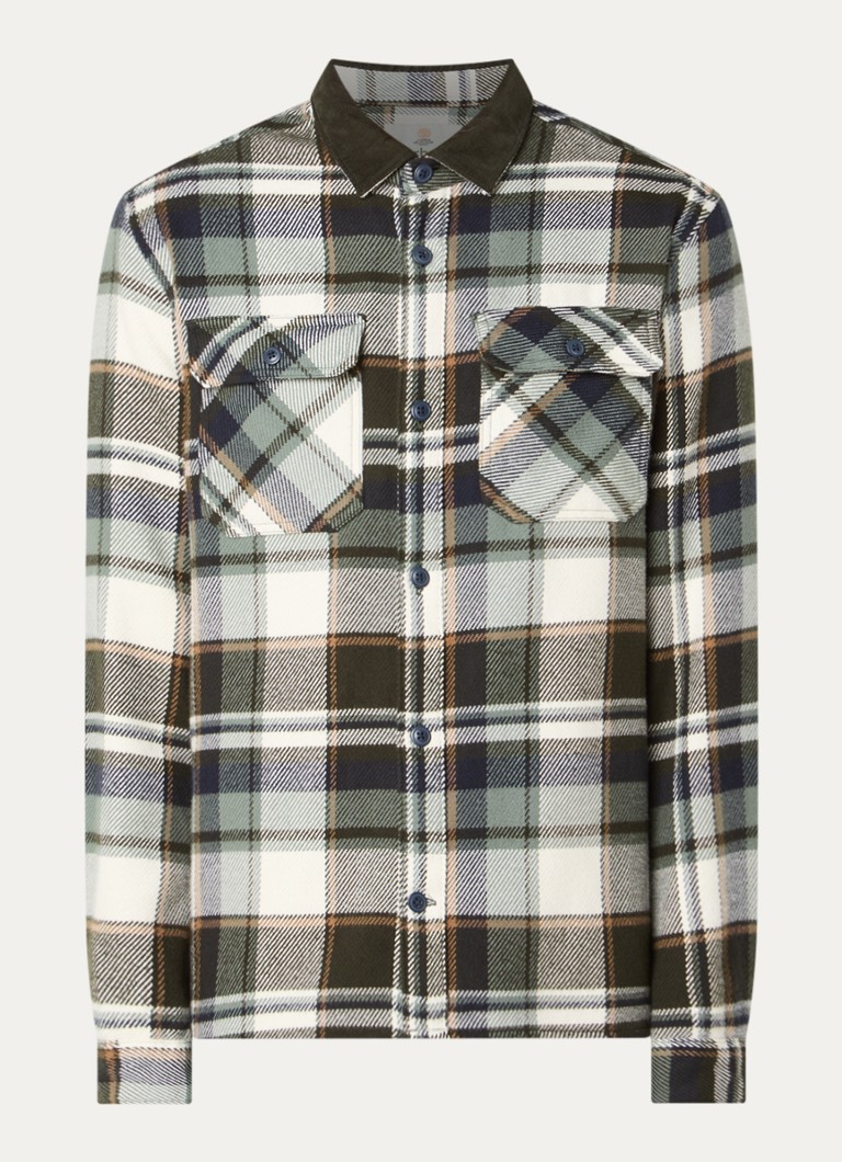 Barbour Heren Grasmoor overshirt met ruitdessin en borstzakken in de kleur Olijfgroen, maat: L