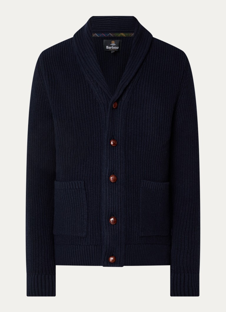 Barbour Heren Grofgebreid vest met opgestikte zakken in de kleur Donkerblauw, maat: S
