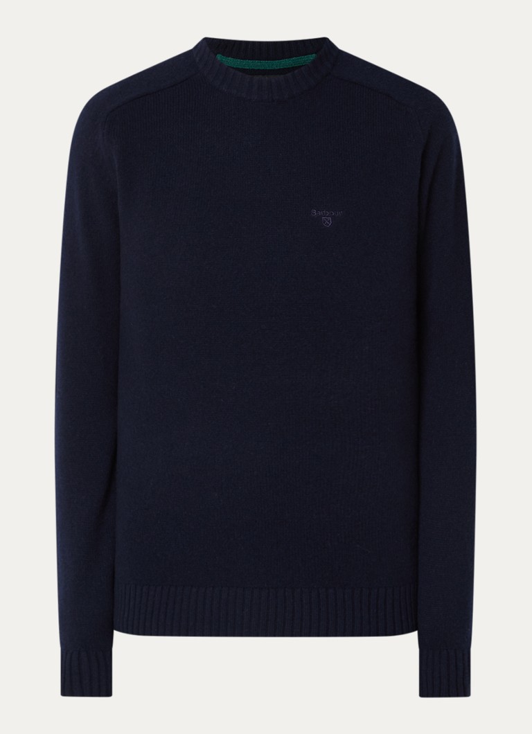 Barbour Heren Newton grofgebreide trui van wol in de kleur Donkerblauw, maat: XL