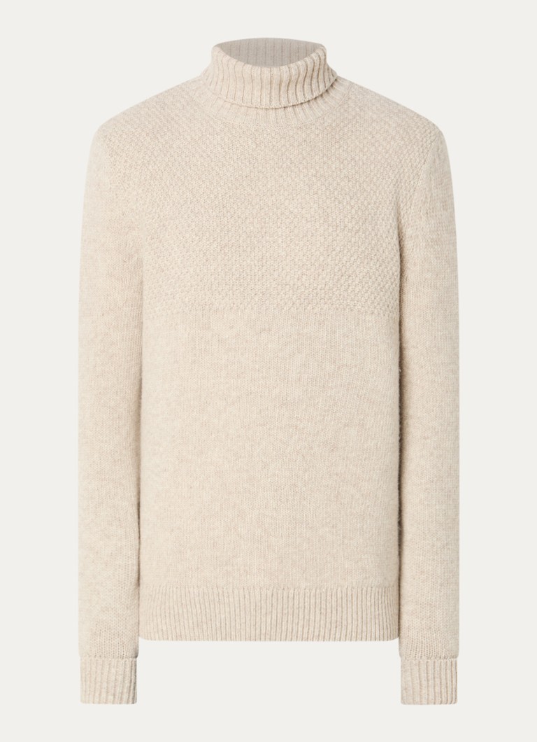 Barbour Heren Northcliffe grofgebreide coltrui van wol in de kleur Beige, maat: XL