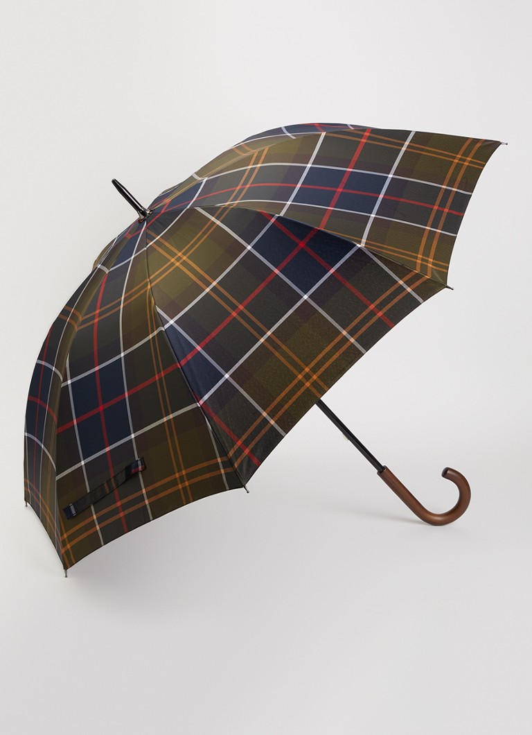 Barbour Tartan Walker paraplu met ruitdessin 72 x 92 cm Bronsgroen - Deal