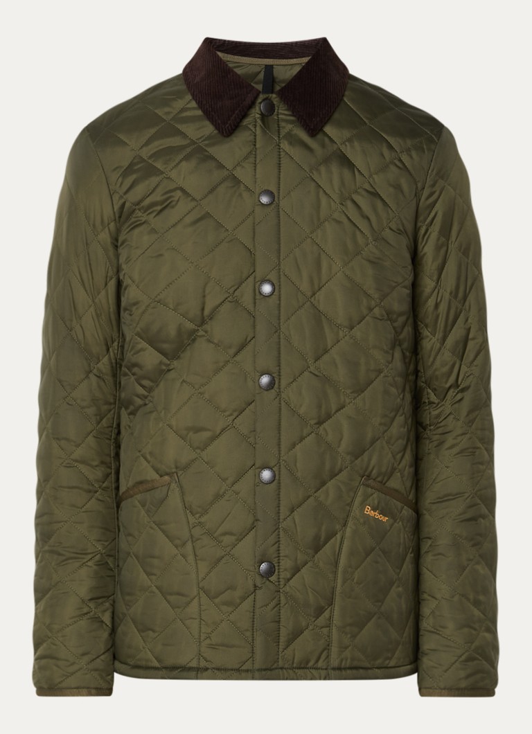 Barbour Heren Heritage Liddesdale barn jack met quilt patroon in de kleur Olijfgroen, maat: M