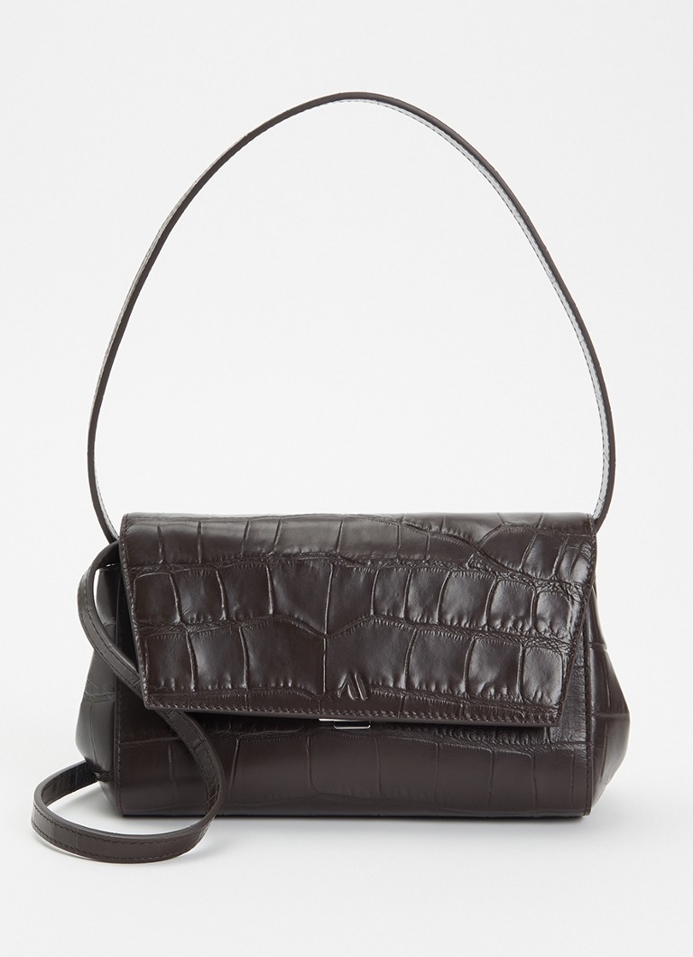 KAAI Dames Ikon clutch van leer met afneembare schouderriem in de kleur Donkerbruin, maat: 1MAAT