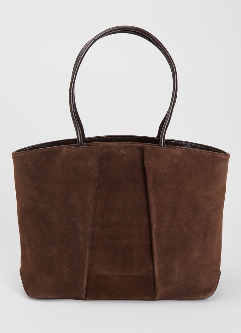 KAAI Dames Horizon businesstas van suède met 16 inch laptopvak in de kleur Bruin, maat: OZ