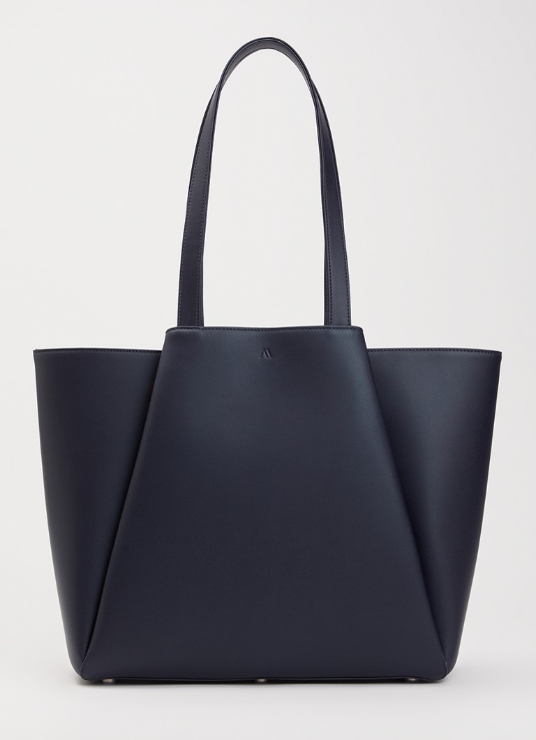 KAAI Dames Pyramid schoudertas van leer met 15 inch laptopvak in de kleur Blauw, maat: OZ
