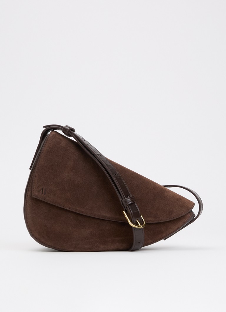 KAAI Dames Rebel crossbodytas van suède in de kleur Bruin, maat: OZ